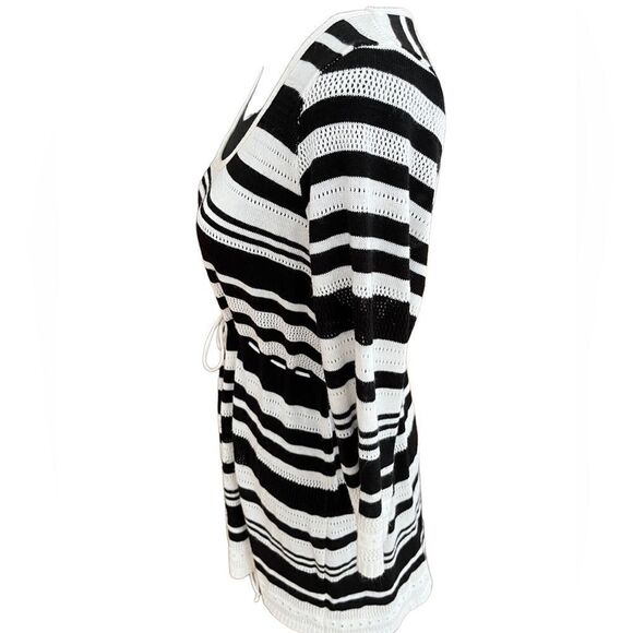 MOTHERHOOD Maternity Babydoll Knit Sweater, black & cream, size M - Picture 4 of 11